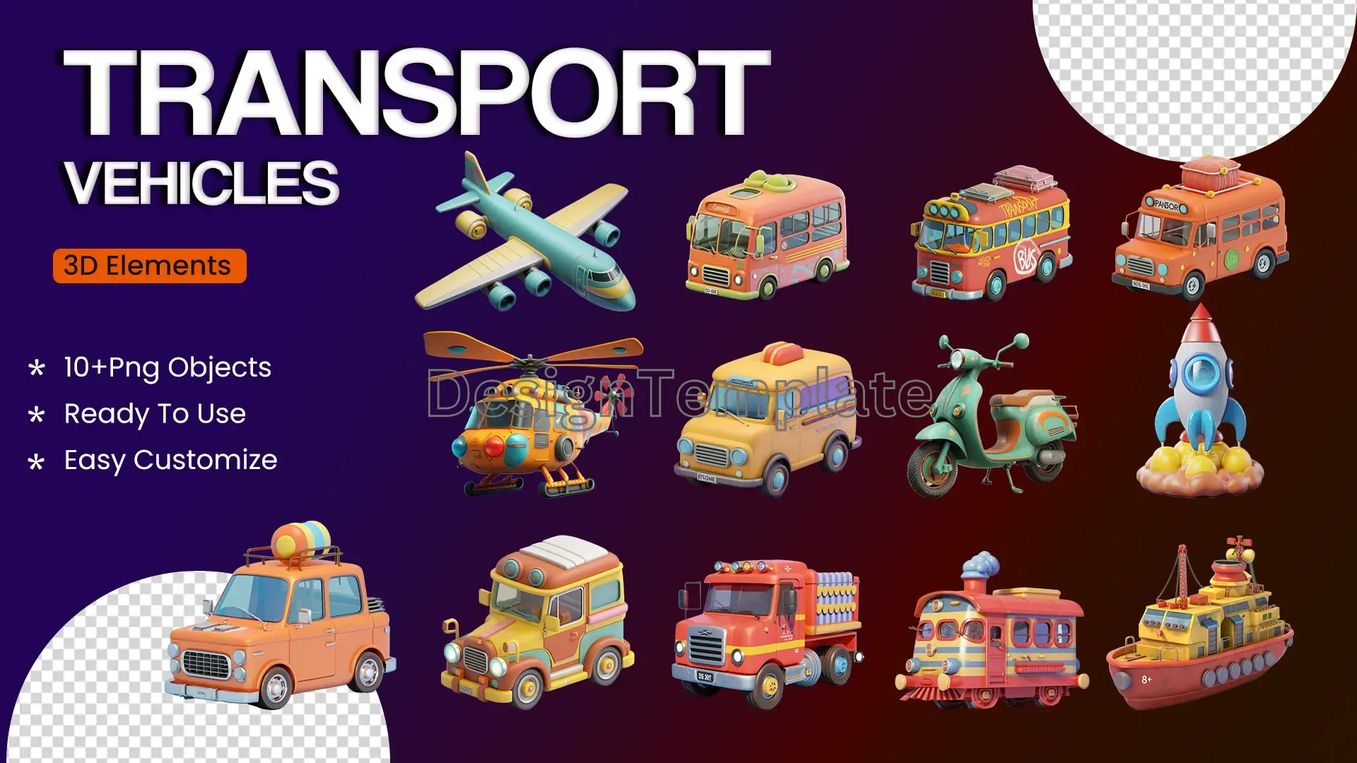 Comprehensive Transport Vehicles 3D Icons Mega Pack